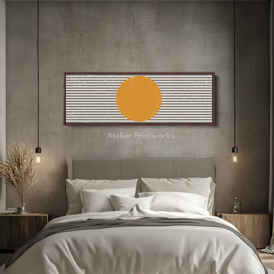 Panoramic Wall Art Beige Black Orange Long Canvas For Living Room