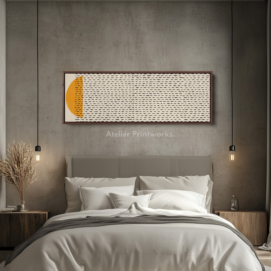 Long Canvas Beige Black Orange Minimalist Skinny Wall Art