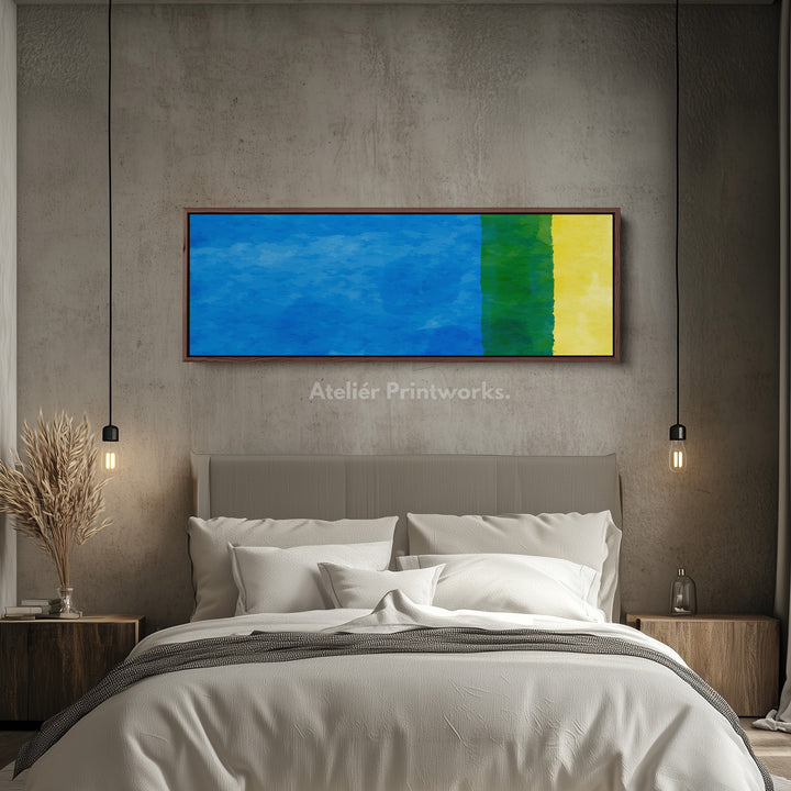 Panoramic Wall Art Blue Green Yellow Long Canvas For Coastal Inspired Spaces