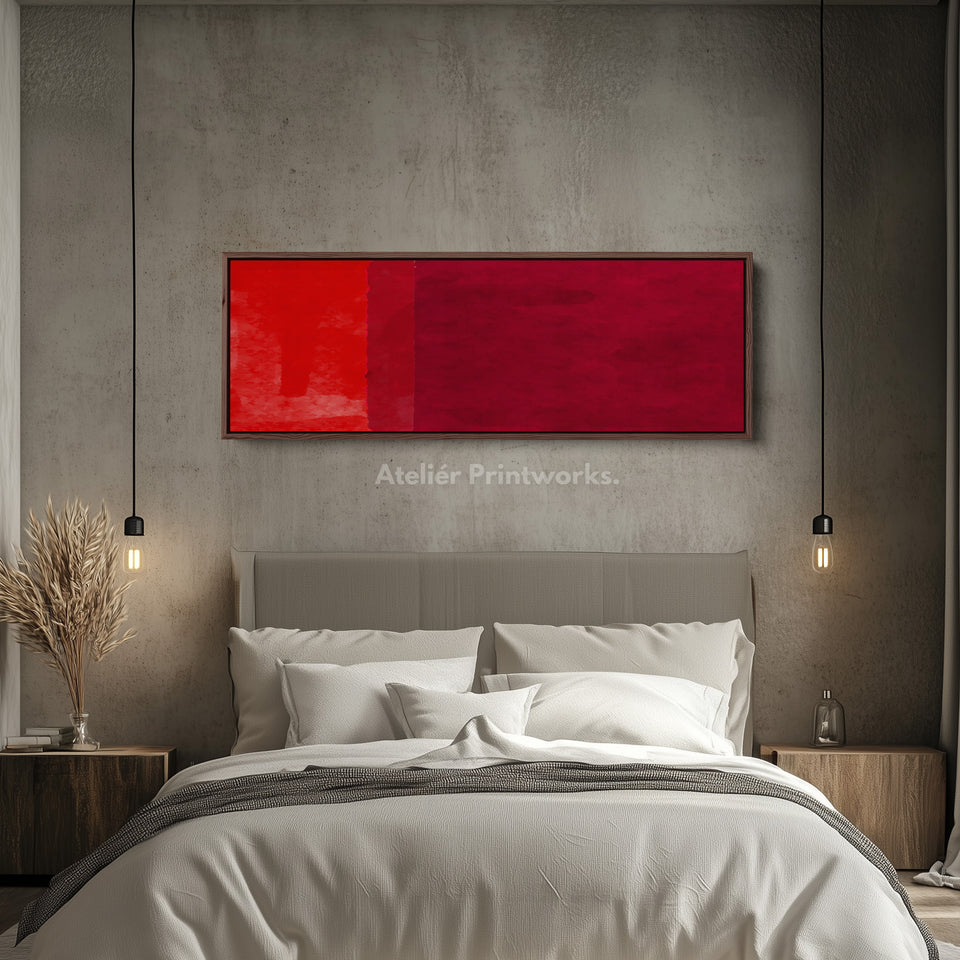 Horizontal Wall Art Red Orange Long Canvas Modern Bold Colour
