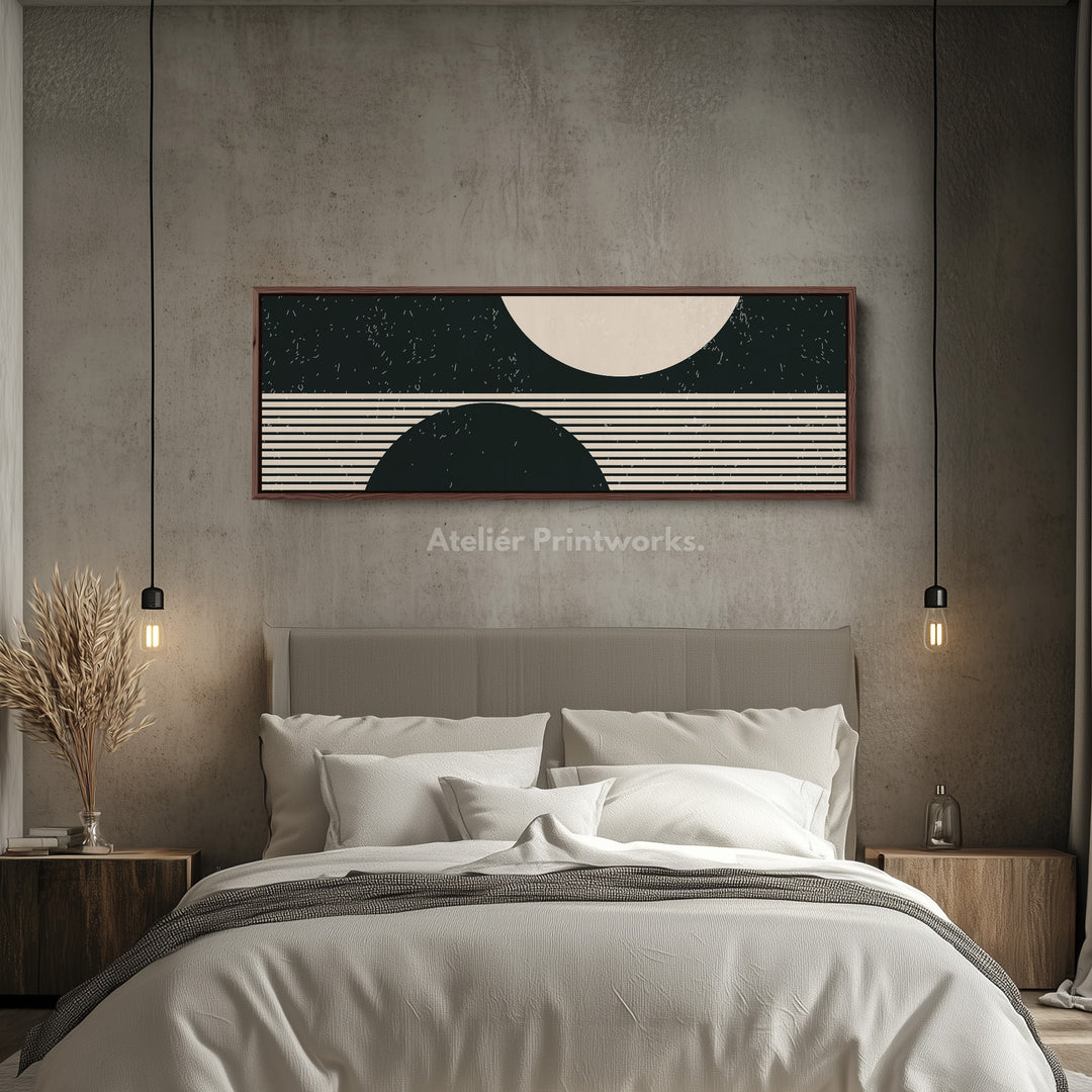 Long Narrow Canvas Beige Black Skinny Wall Art For Bedroom Or Hallway