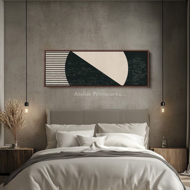 Above Bed Art Beige Black Long Canvas Minimalist Panoramic Wall Art