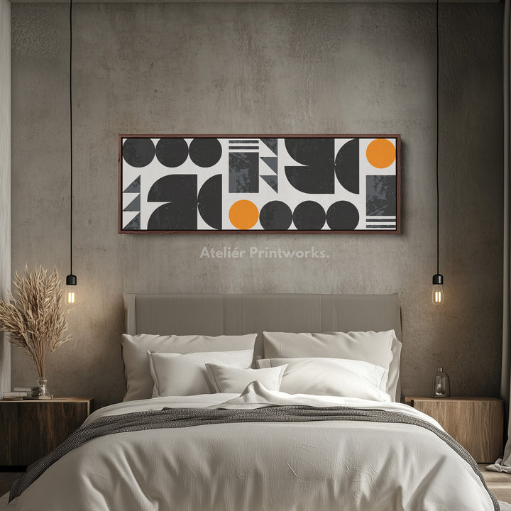 Long Canvas Grey Orange Skinny Horizontal Wall Art Modern Minimalist