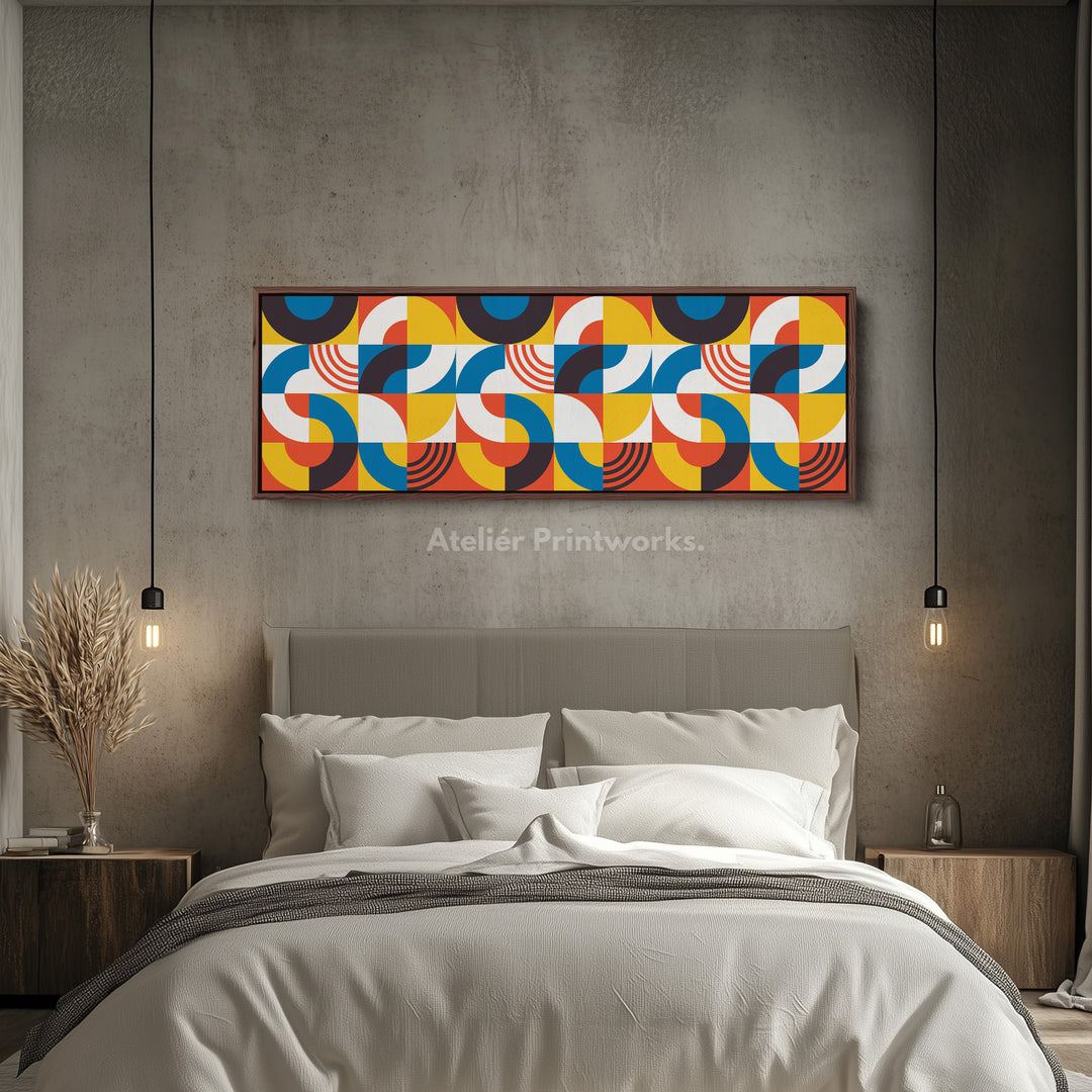 Above Bed Wall Art Yellow Blue Bold Modern Long Canvas