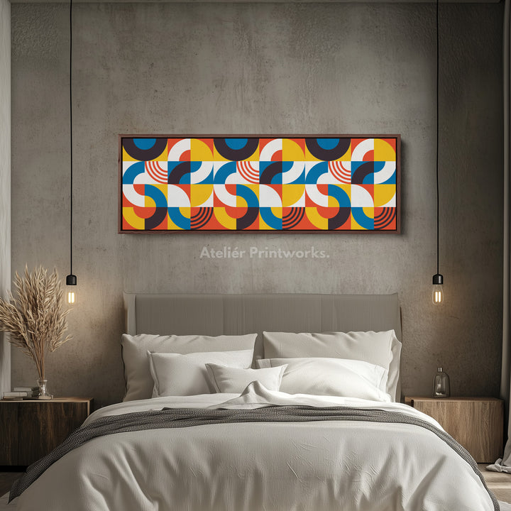 Above Bed Wall Art Yellow Blue Bold Modern Long Canvas