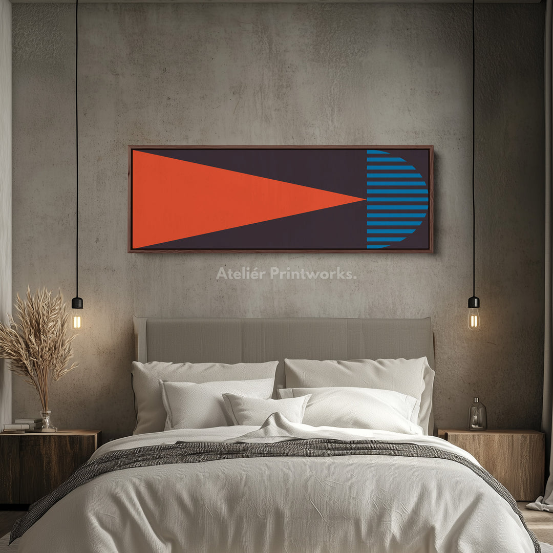 Long Narrow Canvas Blue Yellow Graphic Geometric Wall Art