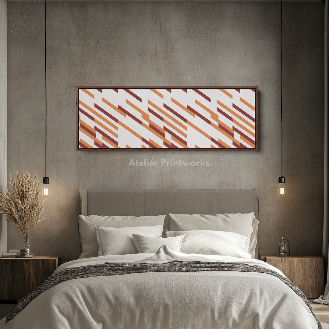 Long Narrow Canvas Beige Orange Brown Minimal Pattern Wall Art