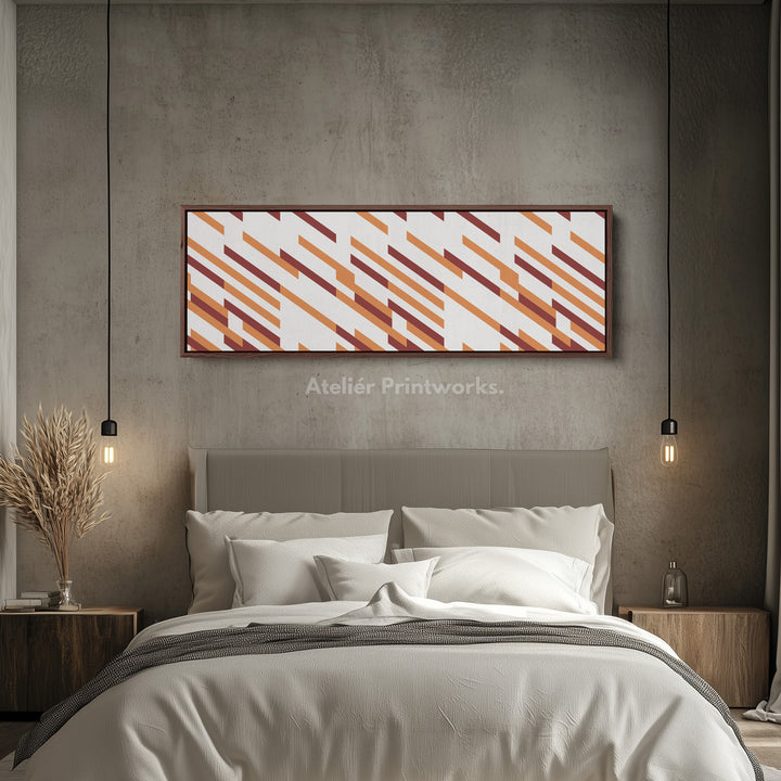 Long Narrow Canvas Beige Orange Brown Minimal Pattern Wall Art