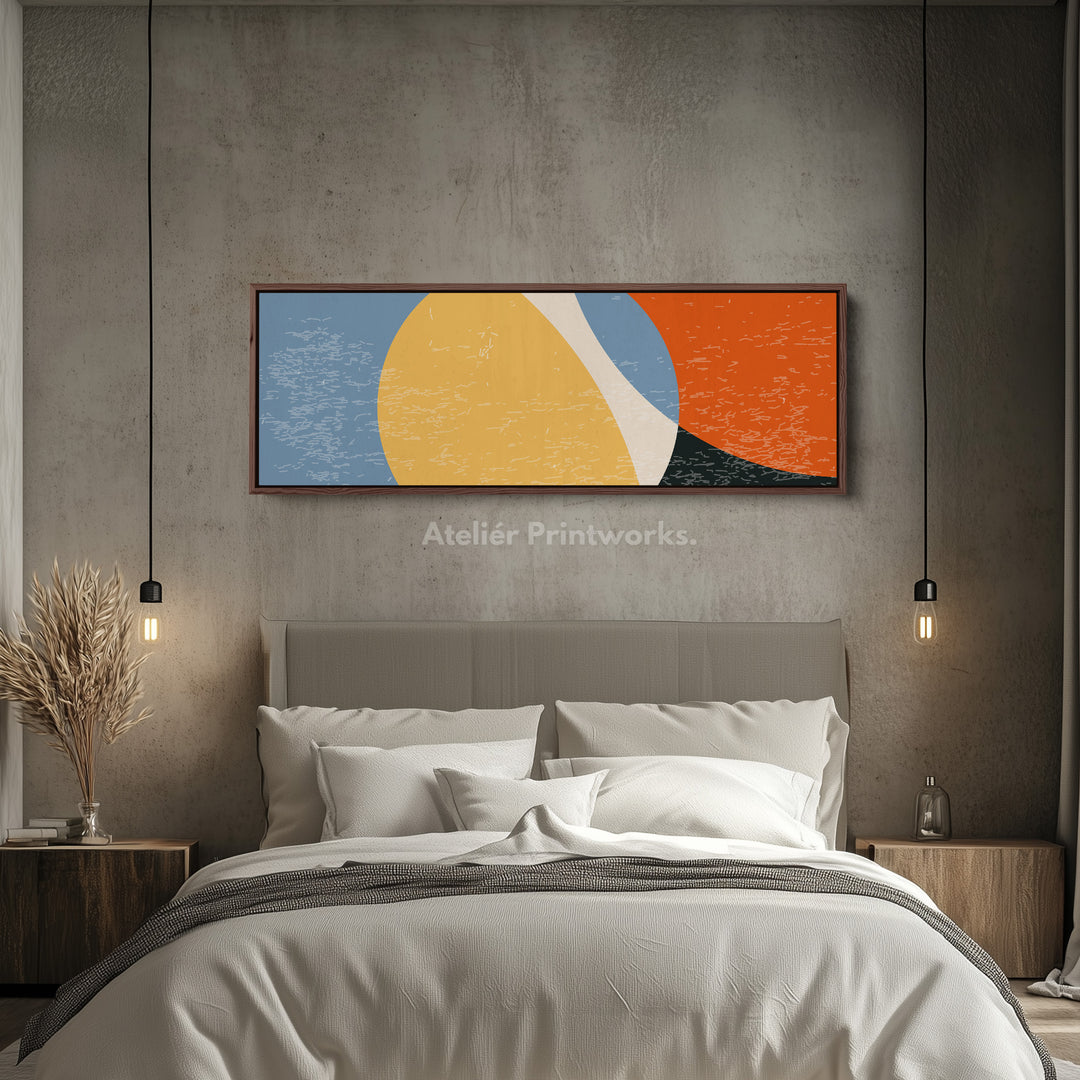Horizontal Wall Art Yellow Orange Blue Contemporary Canvas