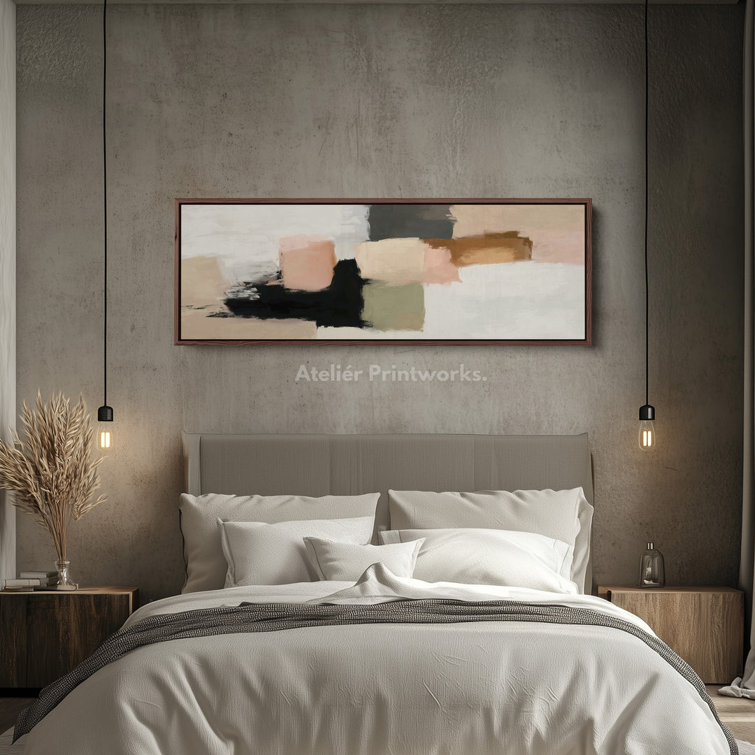 Long Narrow Canvas Neutral Abstract For Bedroom Or Living Room