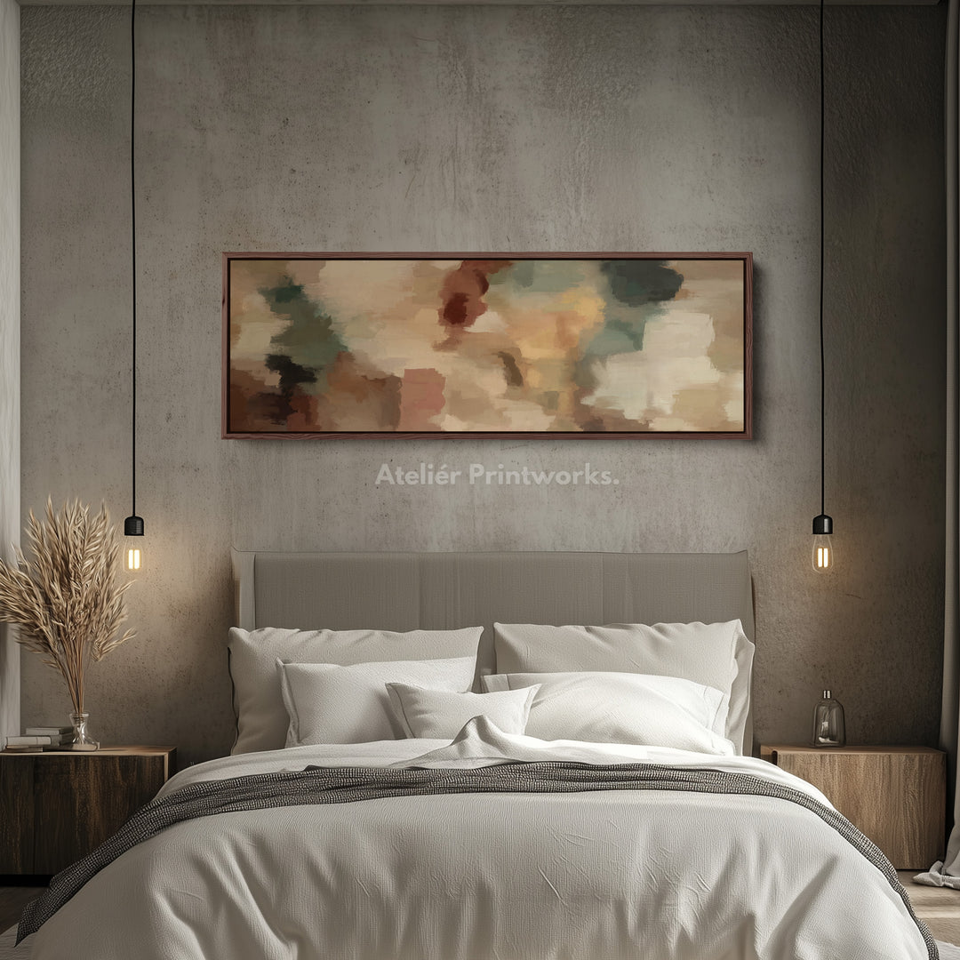 Wide Panoramic Wall Art Earthy Abstract For Living Room