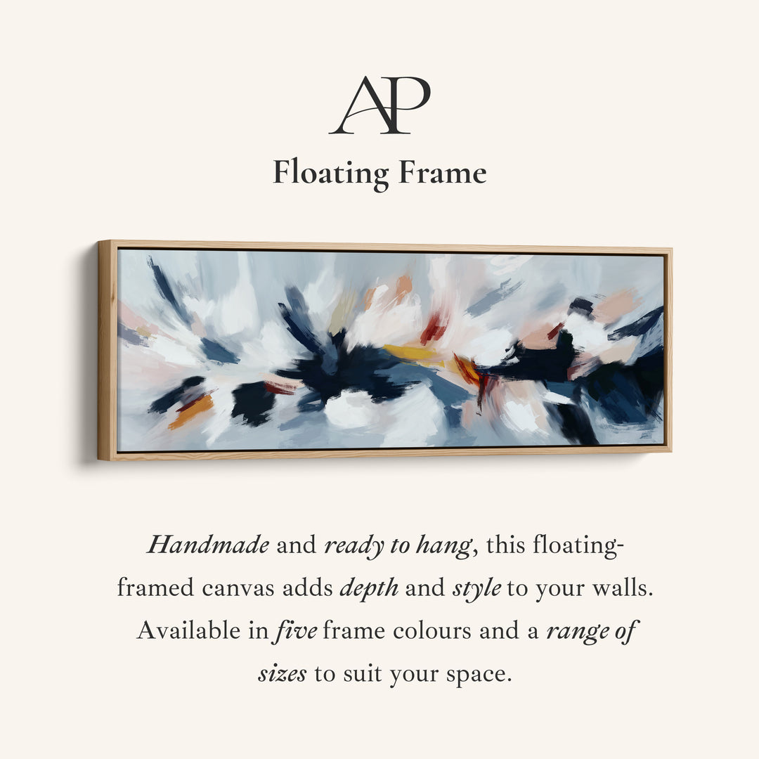 Abstract Blue, White & Pink Horizontal Long Wall Art