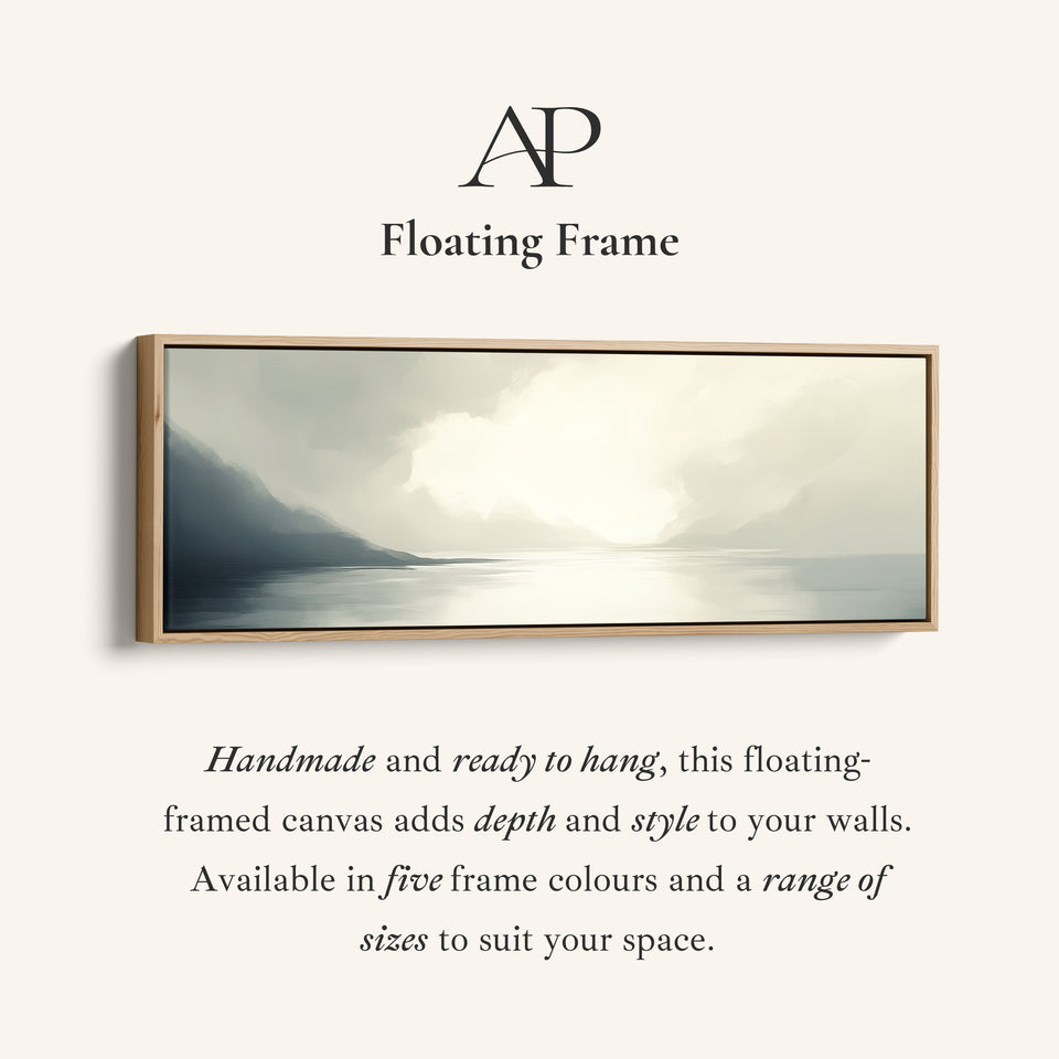 Misty Lake Lange Smalle Abstracte Horizontale Muurdecoratie