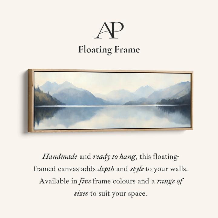 Horizontal Wall Art Misty Mountain Lake Long Canvas For Bedroom