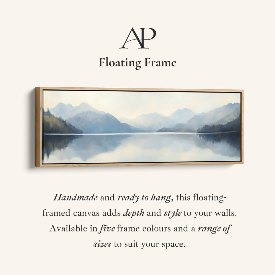 Horizontal Wall Art Misty Mountain Lake Long Canvas For Bedroom