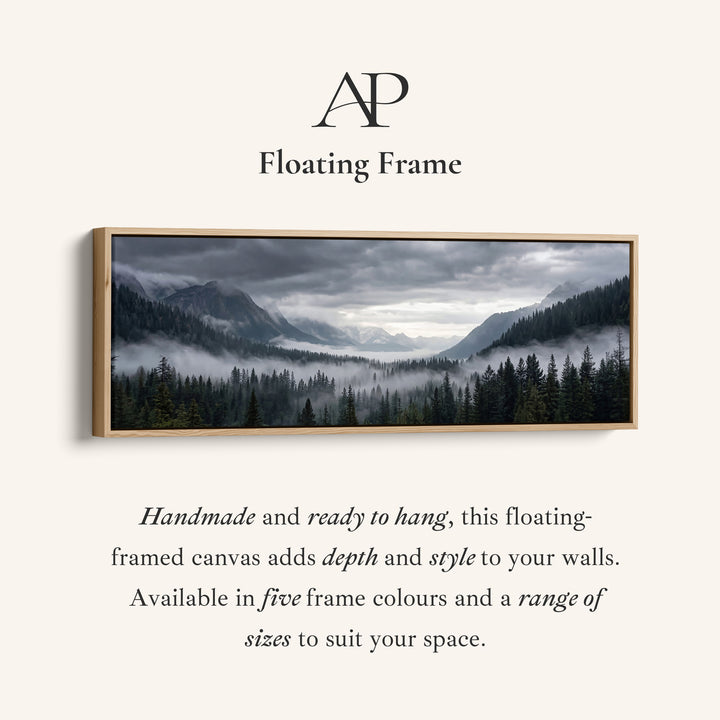 Horizontal Wall Art Foggy Forest Valley Wide Canvas For Living Room