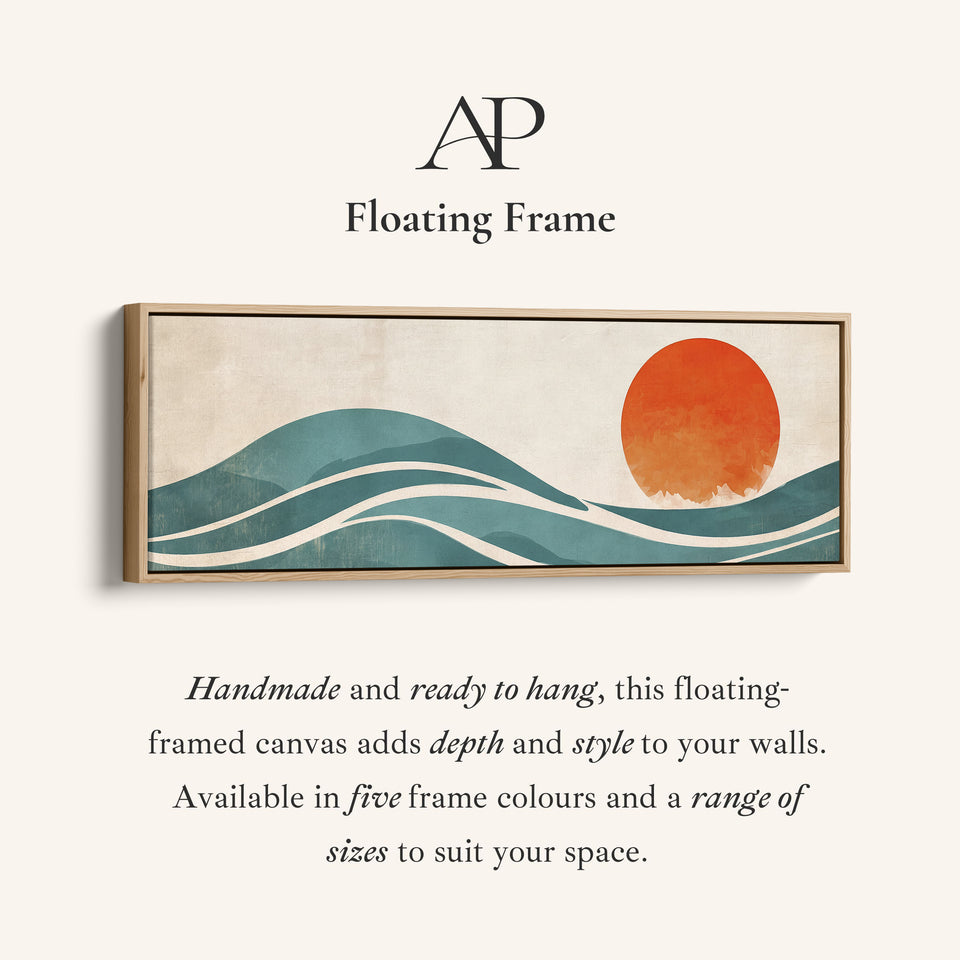 Wide Wall Art Abstract Sun Landscape Long Canvas For Bedroom