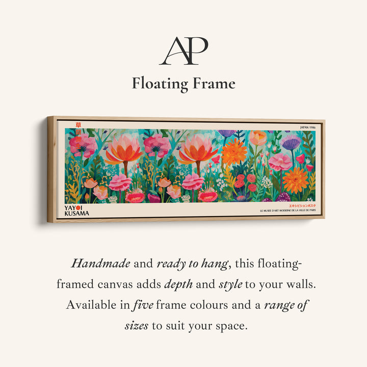 Yayoi Kusama Wide Wall Art Vibrant Flower Garden Wide Canvas For Bedroom