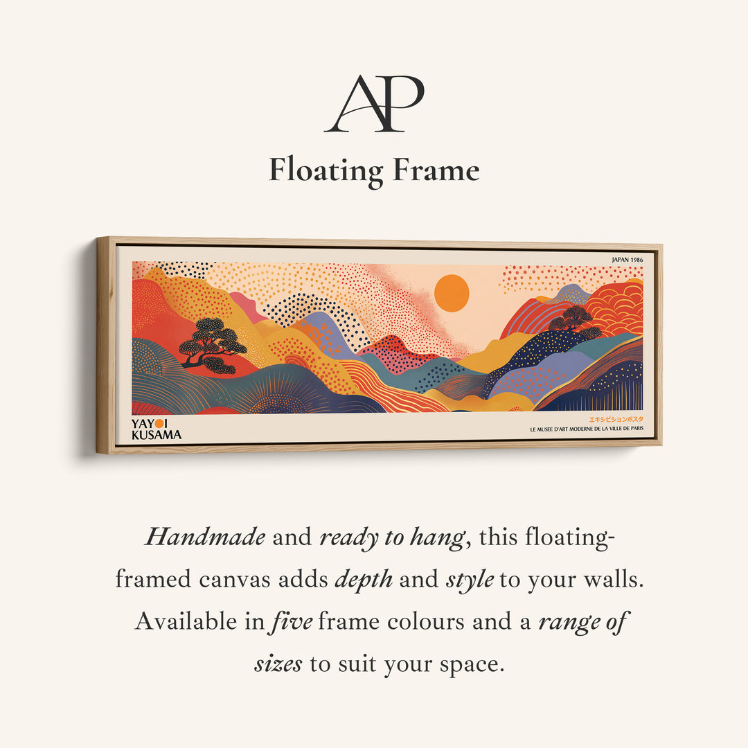 Yayoi Kusama Panoramic Wall Art Dotted Mountain Hills Long Canvas For Office