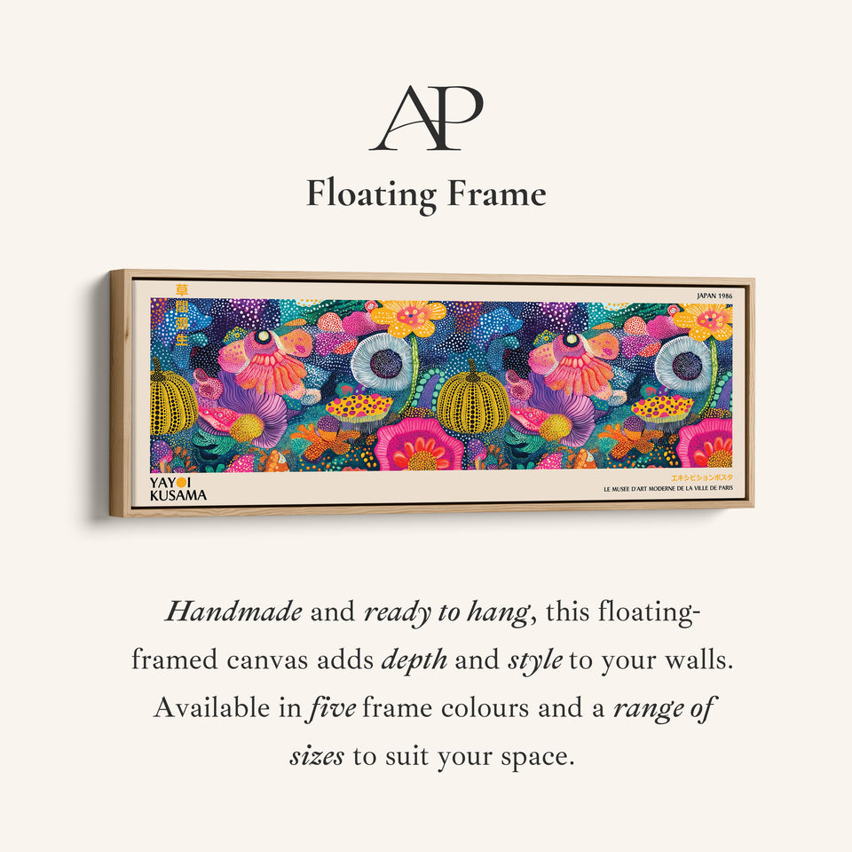 Yayoi Kusama Wide Wall Art Colourful Dotted Flowers Long Wall Art For Bedroom