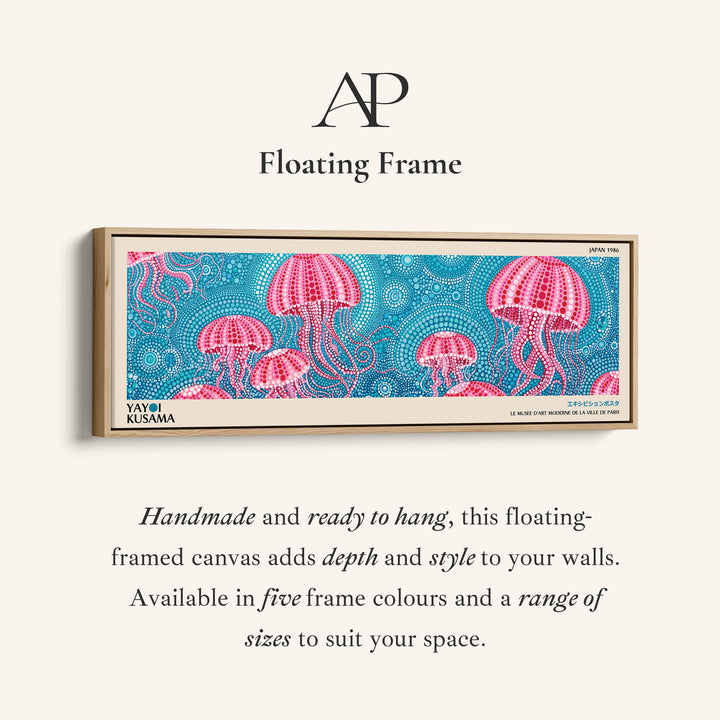 Yayoi Kusama Panoramic Wall Art Pink Jellyfish Wide Canvas For Bedroom
