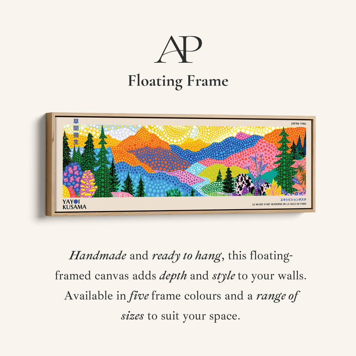 Yayoi Kusama Above Bed Wall Art Dotted Mountain Landscape Long Canvas For Bedroom