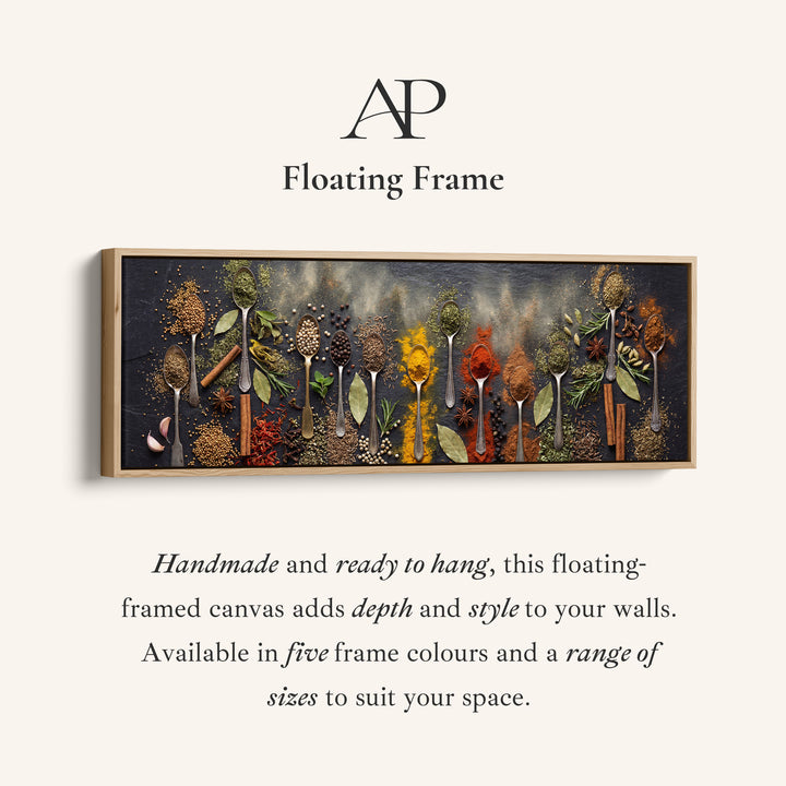 Wide Wall Art Assorted Spices On Spoons Long Canvas For Kitchen