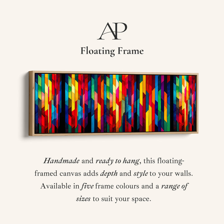 Long Framed Canvas Horizontal Geometric Colour Blocks Wide Canvas For Office
