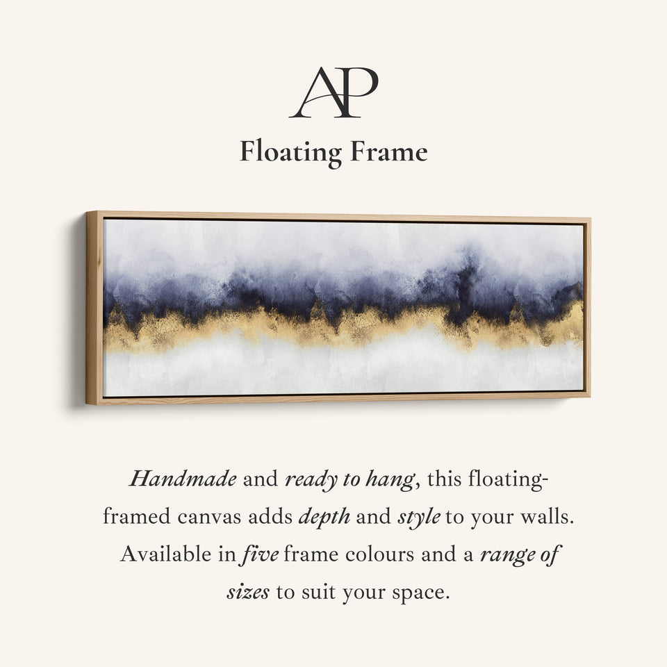 Long Narrow Canvas Abstract Blue Horizon Wide Canvas For Bedroom