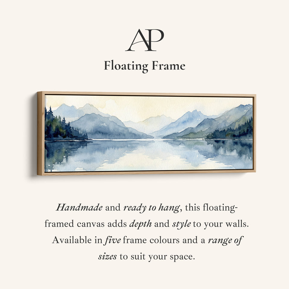 Panoramic Wall Art Misty Mountain Lake Long Canvas For Bedroom