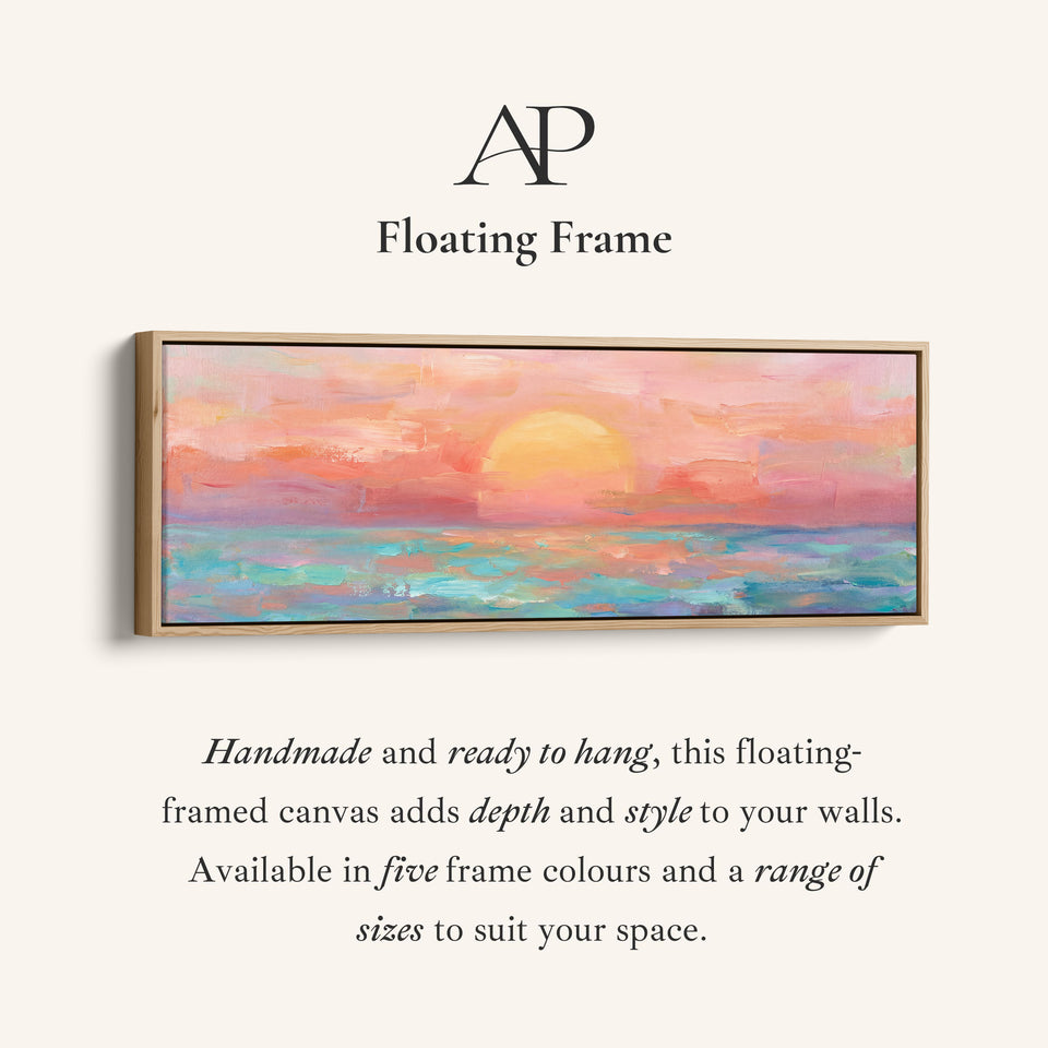 Wide Wall Art Pastel Ocean Sunset Long Canvas For Living Room