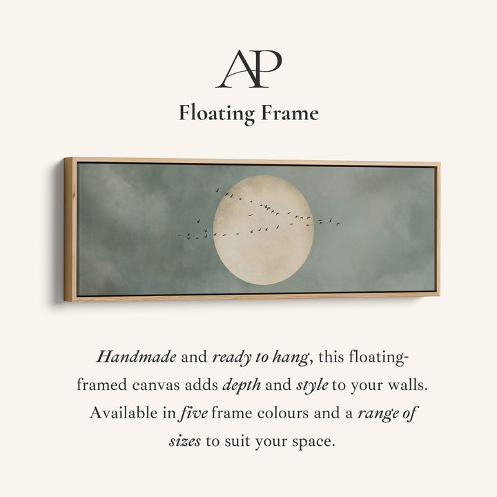 Horizontal Wall Art Birds Across Large Sun Long Canvas For Hallway