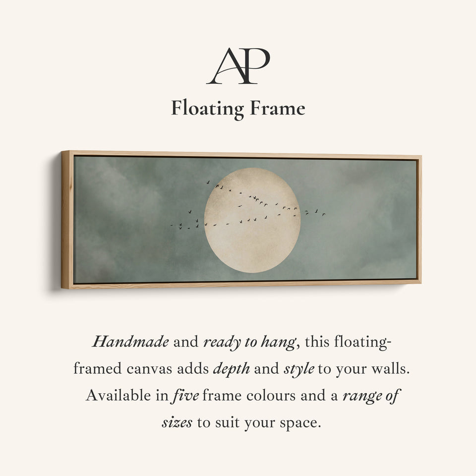 Horizontal Wall Art Birds Across Large Sun Long Canvas For Hallway