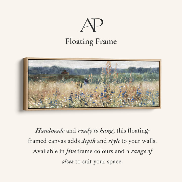 Wide Wall Art Impressionist Meadow Landscape Long Canvas For Bedroom