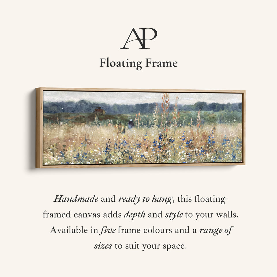 Wide Wall Art Impressionist Meadow Landscape Long Canvas For Bedroom