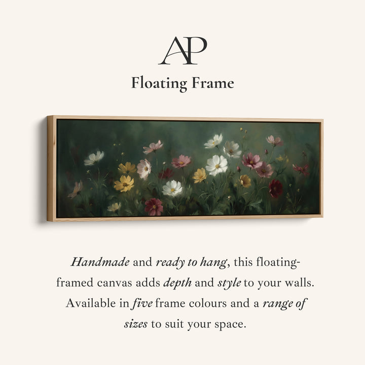 Panoramic Wall Art Moody Floral Meadow Long Canvas For Living Room