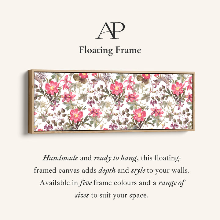 Wide Wall Art Vintage Botanical Floral Pattern Long Canvas For Living Room