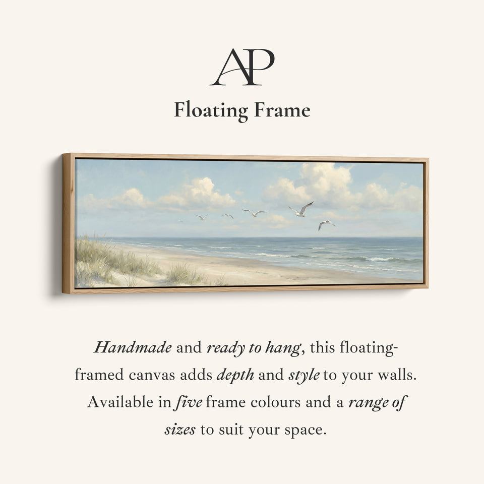 Above Bed Wall Art Coastal Dunes And Seagulls Extra Wide Canvas Living Room
