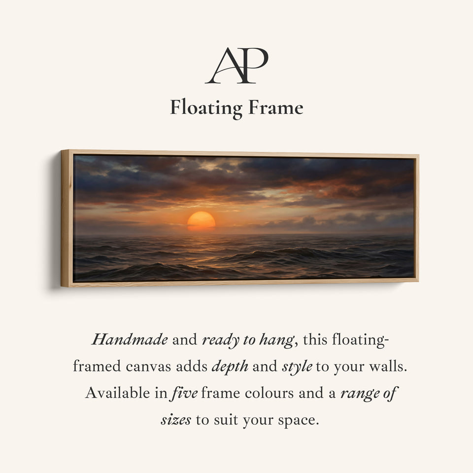Large Wall Art Sunset Over Ocean Waves Extra Wide Canvas Living Room