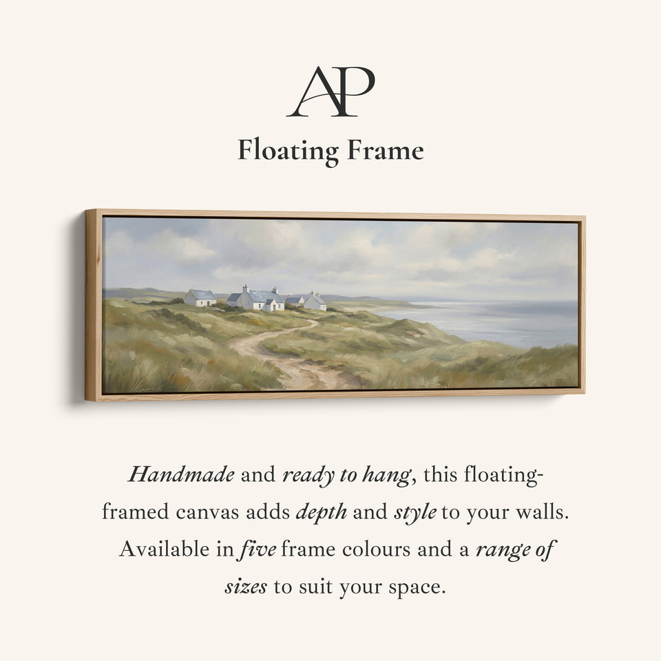 Coastal Cottages On Cliffs Horizontal Wall Art Panoramic Canvas Print Living Room