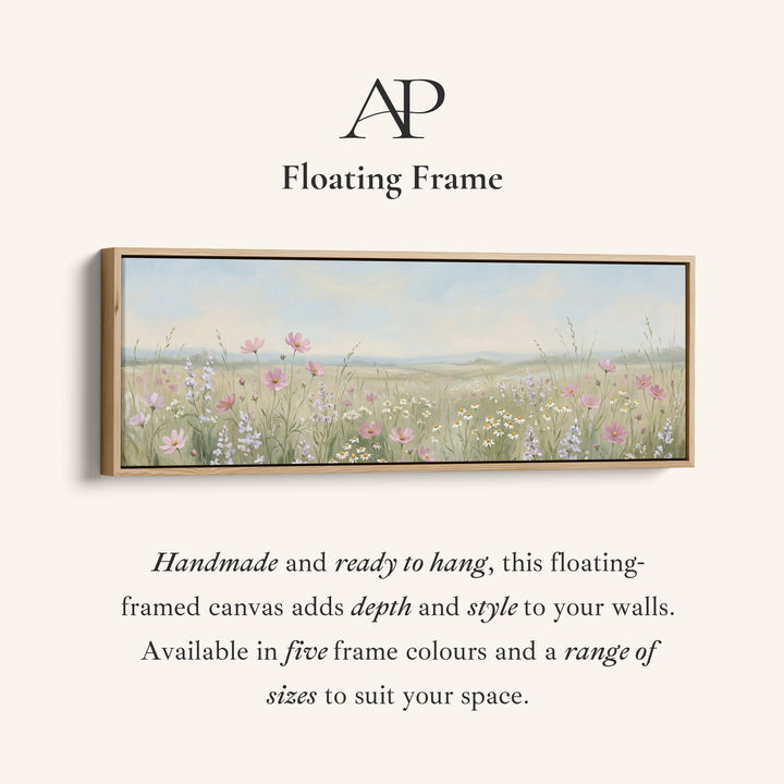 Wildflower Meadow With Pink Flowers Above Soft Wall Art Statement Wall Decor Office