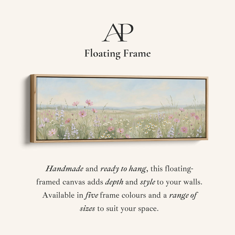 Wildflower Meadow With Pink Flowers Above Soft Wall Art Statement Wall Decor Office