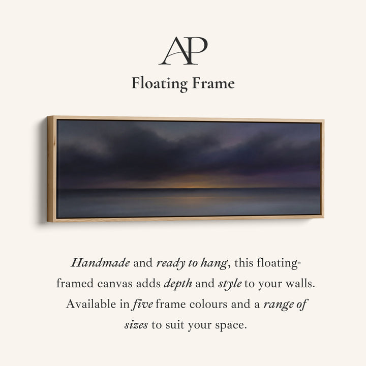 Above Bed Wall Art Dark Sea Horizon At Dusk Wide Canvas Print Bedroom