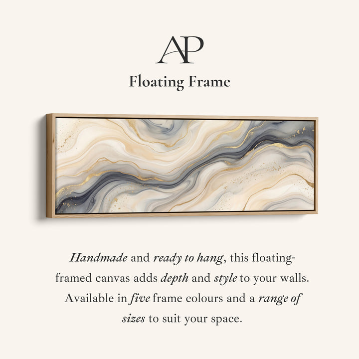 Above Bed Wall Art Abstract Marble With Yellow Lines Panoramic Canvas Print Bedroom