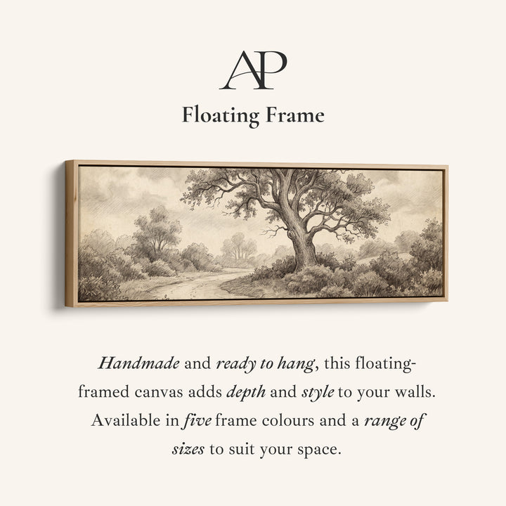 Woodland Path Pencil Drawing Above Soft Wall Art Extra Wide Canvas Office