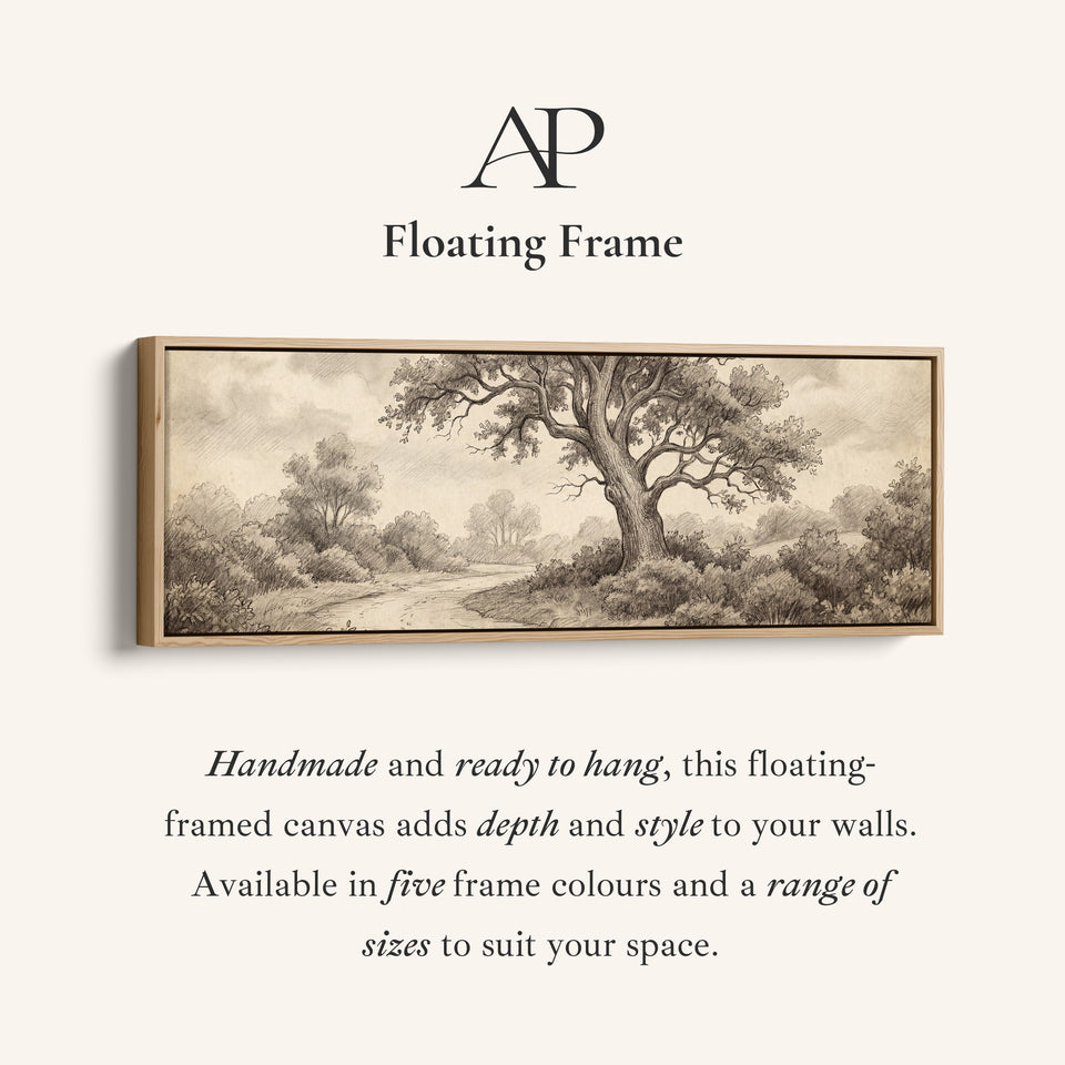 Woodland Path Pencil Drawing Above Soft Wall Art Extra Wide Canvas Office