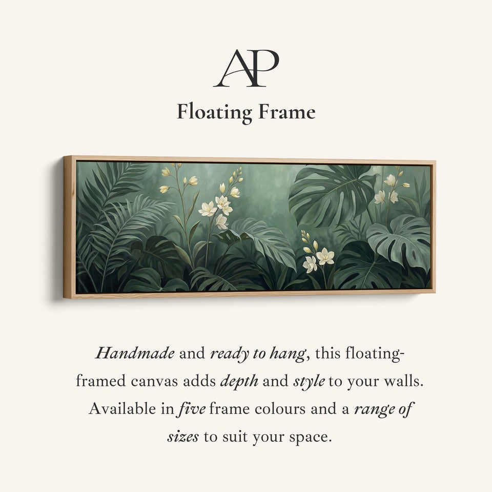 Dense Tropical Leaves And Blossoms Large Wall Art Panoramic Canvas Kitchen