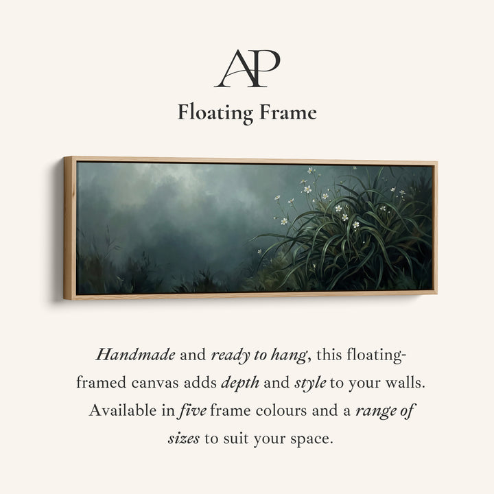 Long Wall Art White Flowers In Foliage Panoramic Canvas Print Living Room