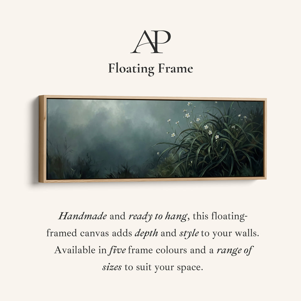 Long Wall Art White Flowers In Foliage Panoramic Canvas Print Living Room