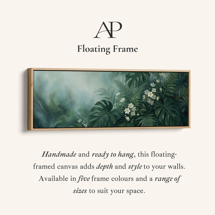 Tropical Leaves And Blossoms Horizontal Wall Art Framed Canvas Print Bedroom